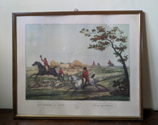 Stampa a colori Caccia al Cervo con cornice in legno vetro Vintage riproduzione