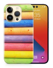 CASE COVER FOR APPLE IPHONE RAINBOW CHALK STACKED PATTERN 2