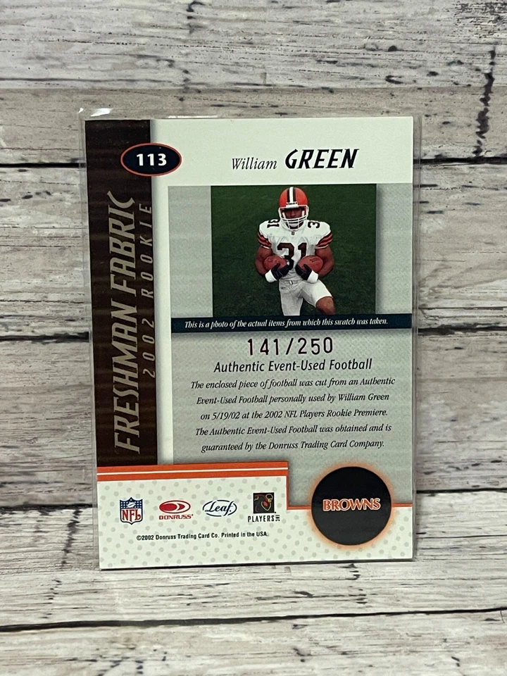 2002 Leaf Certified Mirror Red Materials #113 William Green - Image 2 of 2