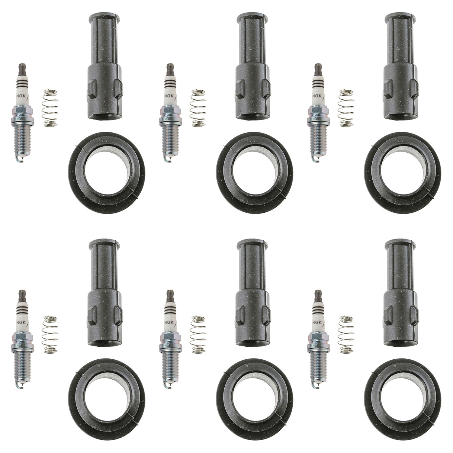 NGK 6 Iridium IX Spark Plugs  Denso Coil Boots Kit for Saab 9-3 2.8L V6 Turbo