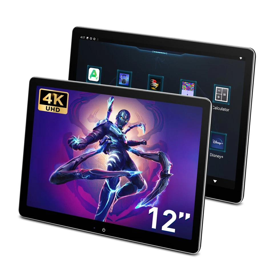 2 Stück 12" Android Auto Kopfstütze Monitor 4K Video IPS HDMI HD QHD TouchScreen - Bild 2 von 4