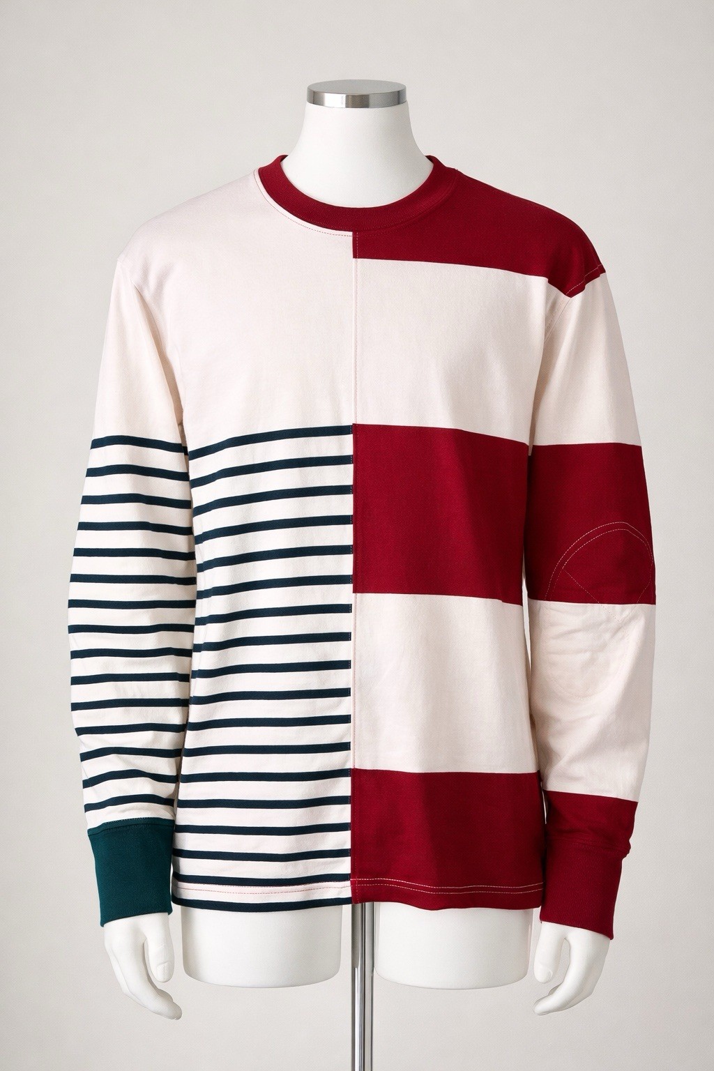 J.Crew Mens Rugby Stripe Patchwork Crewneck Long Sleeve Shirt 100 Cotton M
