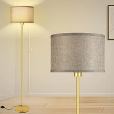 Gold Floor Lamp, Standing Lamp, Rustic Living Room Lamps with with Jute Shade...