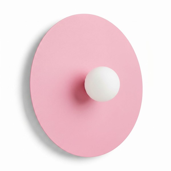 Wandleuchte Pink Weiß Stahl Glas G9 Bad Modern Rund Ø50 Cm Wandlampe Wohnzimmer-image