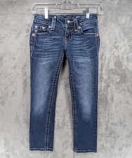 Miss Me Signature Crop Girl's Jeans Size 23 Embellished Pockets Blue Denim Rodeo