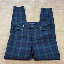 Tommy Hilfiger Women's Green Tartan/Plaid Skinny Stretch Crop Trouser Pants 6