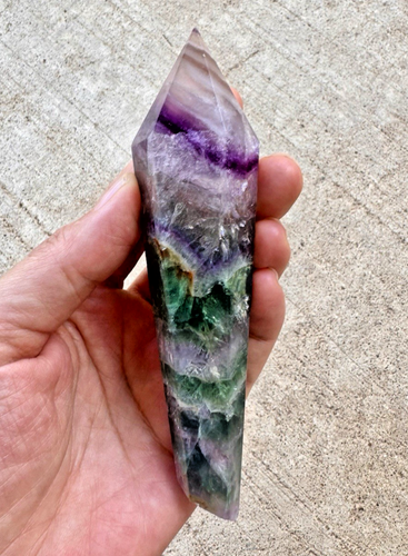 Varita curativa cetro punta cristal fluorita corte tallado muestra coleccionable 5,5" - Imagen 1 de 5