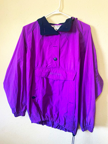 Columbia Women's Purple/Black Anorak Hooded Button Jacket Logo Size S