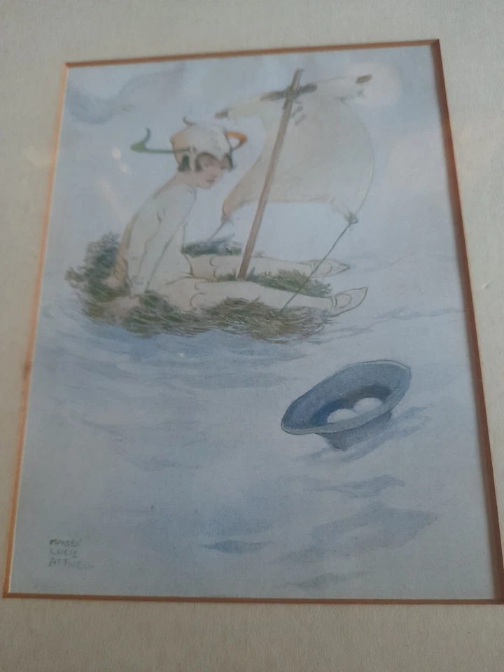 CUATRO IMPRESIONES ENMARCADAS DE 12'x10" Mabel lucie Attwell Peter Pan RARAS Foto 3 de 4