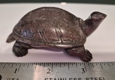 Iron Stone turtle carving 4" HEAVY vintage PERFECT