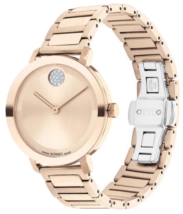 MOVADO BOLD 3601107 ROSE GOLD DIAL & STAINLESS STEEL BRACELET 34MM ...