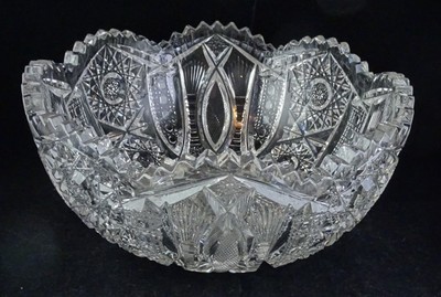 ABP America Brilliant Period Cut Glass 8'' Bowl Hoare Newport (?)
