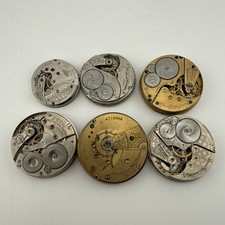 Antique Elgin Waltham Pocket Watch Movements For Parts Repair Lot Of 6