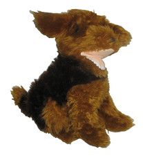 GRAPHICS INTERNATIONAL STUFFED PLUSH PUPPY DOG BROWN BLACK 1983 OPEN MOUTH TEETH