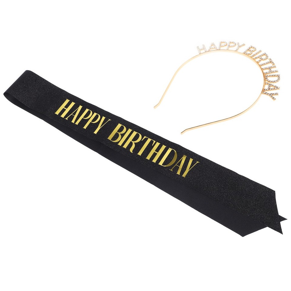 Happy Birthday Headband and Sash Alloy Headpiece Assorted Color for ...