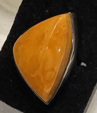 Vintage 925 Sterling  Egg Yolk or Butterscotch Baltic Amber Statement Ring