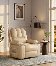 27" Power Recliner Chair with Massage, Heat, USB  Side Pockets, Beige
