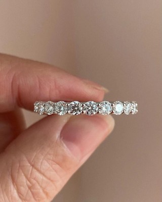 2Ct Round Simulated Diamond Women Engagement Eternity Ring 14k White Gold Plated