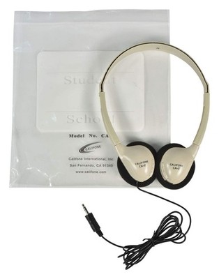 10 x NEW Califone CA-2 Wired 3.5mm Stereo Headphones - Beige - QTY AVAILABLE