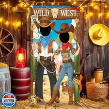 Western Cowboy Backdrop Decorations Party Wild West Photo Prop Backdrop Banne