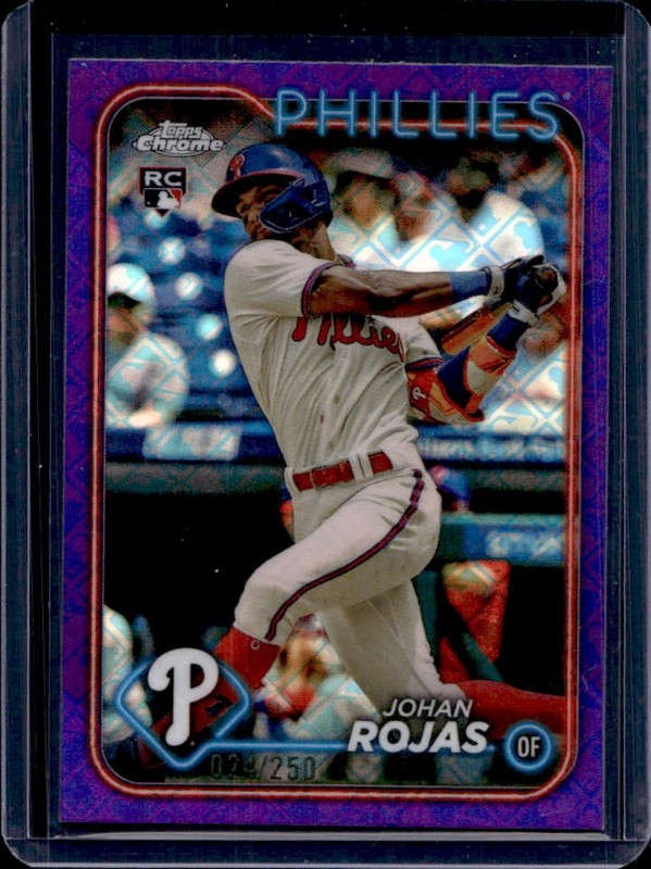 2024 Topps Chrome Logofractor Johan Rojas RC Purple MLB Refractor #/250 Phillies