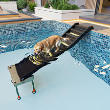 Adjustable 4-Leg Dog Pool Ramp - Quick Setup Foldable Dog Ramp for Pool, 200Lb