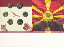 Macedonia / Mazedonien - 50 Deni + 1+2+5+10+50 Denari 1993-2017 UNC - KMS Satz