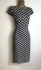 PHASE EIGHT STUNNING BLACK & IVORY BODY CON DRESS SIZE 14