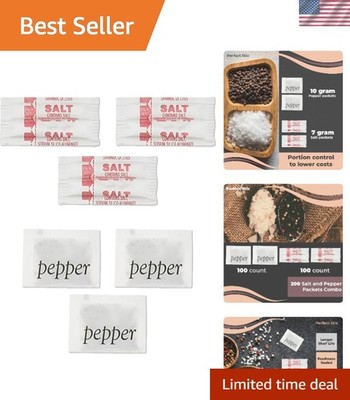 Compact 200-Pack Salt & Pepper for Cafes and Home Use - Portion Control