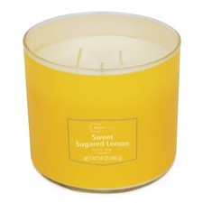 Sweet Sugared Lemon Scented 3-Wick Textured Candle 14oz Home Fragrance