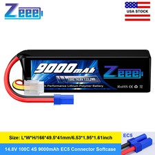 Zeee 14.8V 100C 9000mAh 4S Lipo Battery EC5 for RC Car Truck Tank Boat RC Models