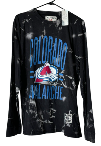 Colorado Avalanche Long Sleeve T-Shirt Black Tie-Dyed Size L New with Tags