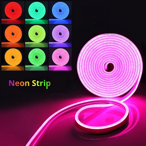 Neon LED Strip Streifen RGB Flex Wasserdicht Lichtleiste Lichtschlauch Dimmbar - Bild 1 von 15