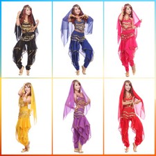 New Bauchtanz Kostüm 4 Pieces Top + Hose + Gürtel +Veil Belly Dance Costume