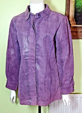 Beth Terrell Genuine Leather Jacket Mauve Snakeskin M