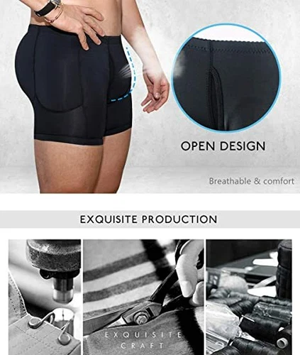 Herren gepolstert Body Shaper Höschen Po-Lifter Booty Hüftverstärker Bodyshort Unterwäsche - Bild 10 von 37