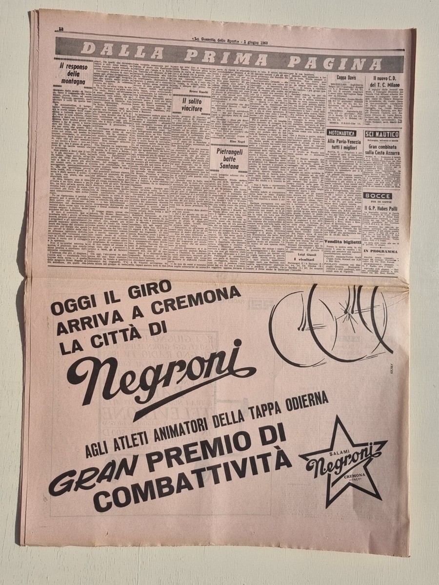 GAZZETTA DELLO SPORT 27 LUGLIO 1963 DENNERLEIN-GP PESCARA-TACCONE