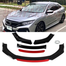 For Honda Civic Gloss Black Red Front Bumper Lip Spoiler Splitter Body Kit UK
