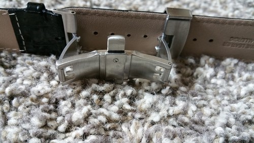 16mm BLACK GENUINE LEATHER WITH SILVER BUTTERFLY WATCH BAND Quick Release Pins - Picture 10 of 10