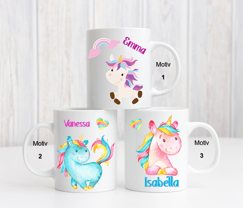 Tasse Jungen Mädchen Kinder Einhorn Unicorn Pferdchen PERSONALISIERT