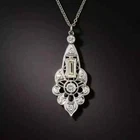 Art Deco Vintage Style 3Ct Lab Created Diamond Wedding 14K White Gold FN Pendant