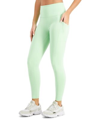 $35 Id Ideology Compression High-Waist Side-Pocket 7/8 Leggings Green Size Large