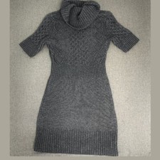 Ann taylor LOFT Knit Sweater Dress XS Gray 20% Wool 17% Cotton Cowl Neckline