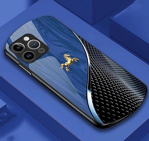 Personalisierte magnetische Hartglashülle Golden Pferd Holzmaserung für iPhone 16 - Bild 13 von 16