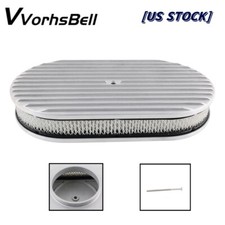 15 Full Finned Aluminum Oval Retro Air Cleaner Silver Assembly Kit W Element