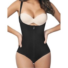Camellias Body Shaper Firm Control Shapewear 2XL Zipper Bodysuit Black 12 14