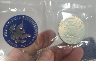 1971 S Eisenhower Uncirculated 40% Silver Dollar Coin Blue