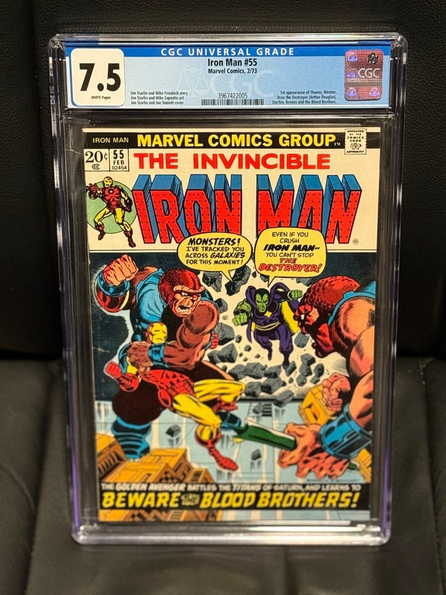 Iron Man #55 CGC 7.5 WHITE Pages - Marvel 1973 - 1st Thanos, Drax