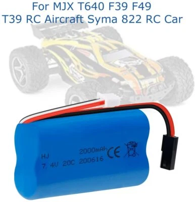 HONGJIE 7,4V 2000mAh 20C Akku-Pack mit 5500-2P-Stecker, USB-Kabel für RC-Flugzeug Syma