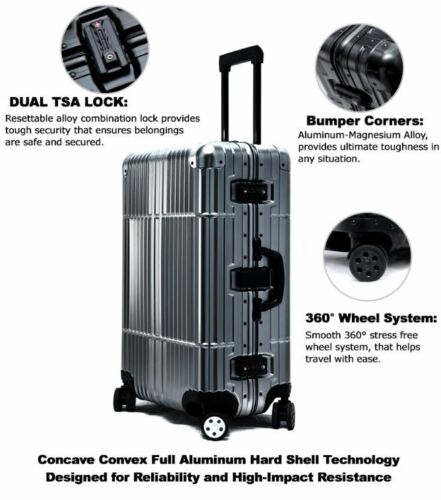 All Aluminum Hard Luggage Luxury Durable 360 Degree Spin TSA Locks Quality Made